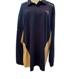 Reebok NFL/NFC West LA Rams Embroidered Navy Gold Quarter Zip Pullover Jacket XL